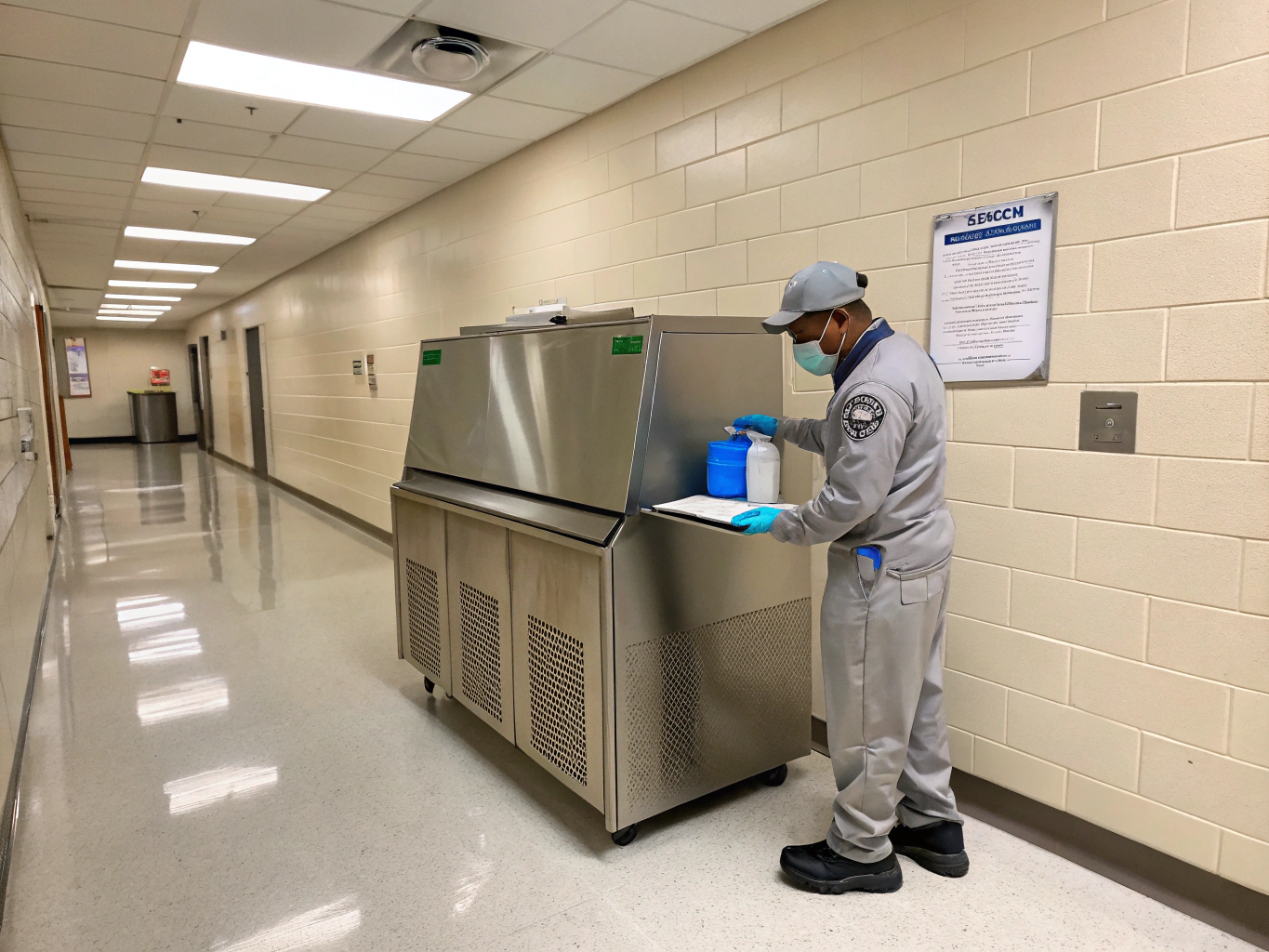 Commercial modular ice maker machine repair and descaling