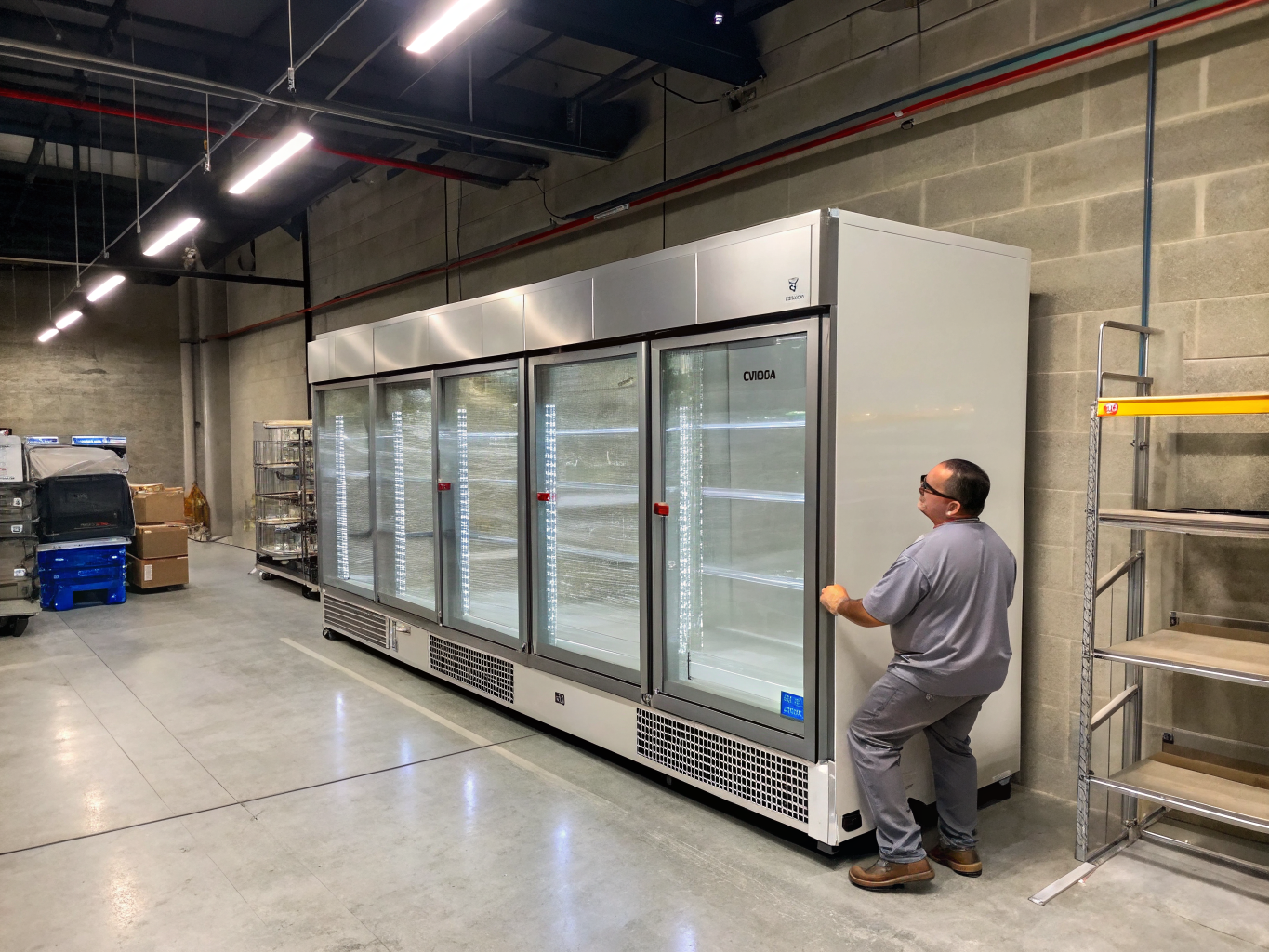 Certified technician inspecting industrial refrigeration equipment in Alpharetta