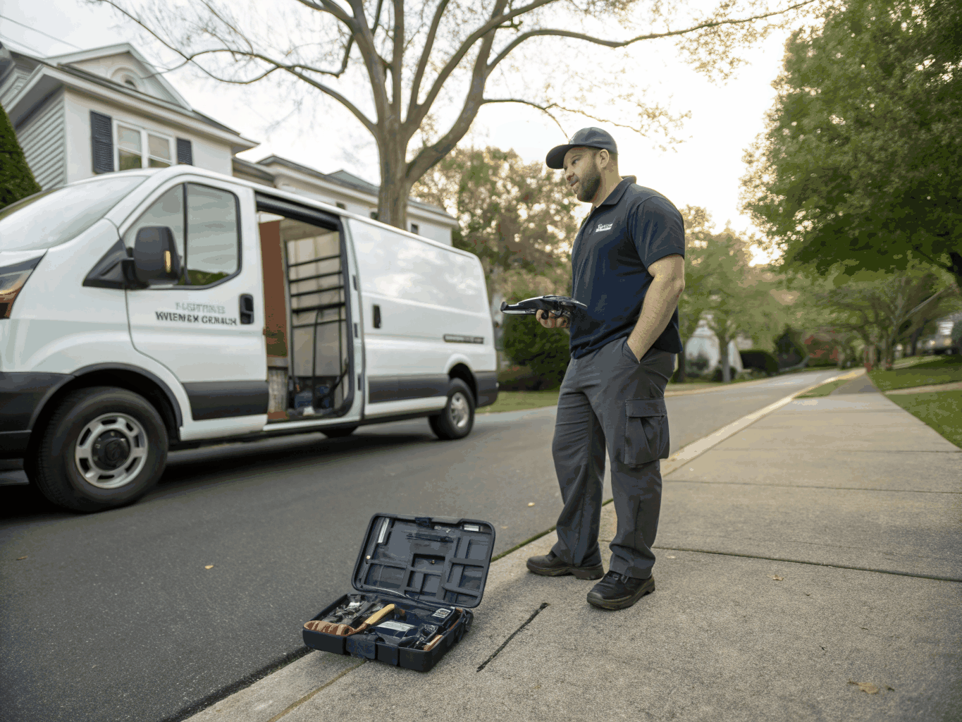 Urgent appliance repair technician inspecting high-priority refrigeration unit in Cumming