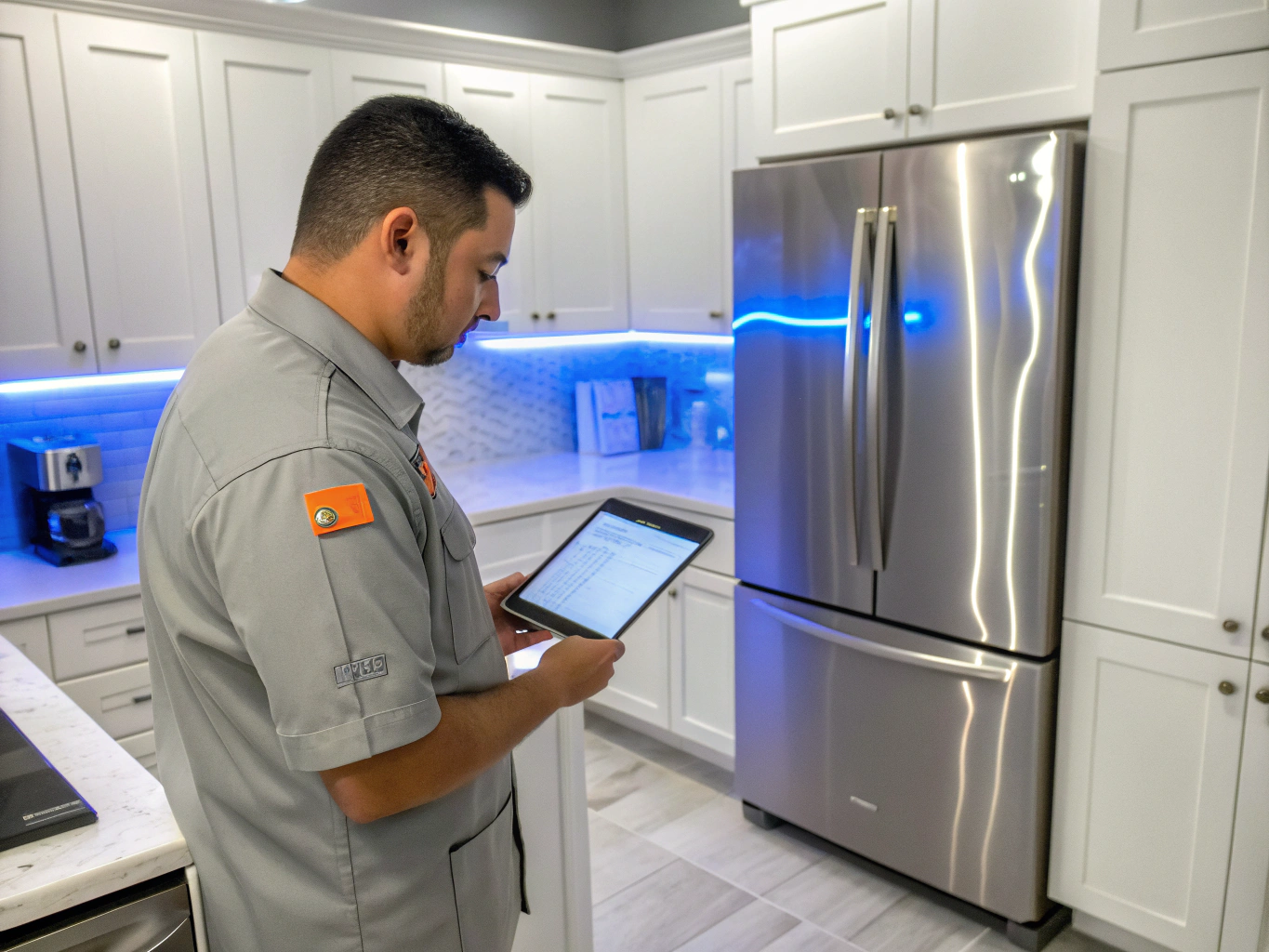 Certified technician inspecting modern appliance system in Alpharetta