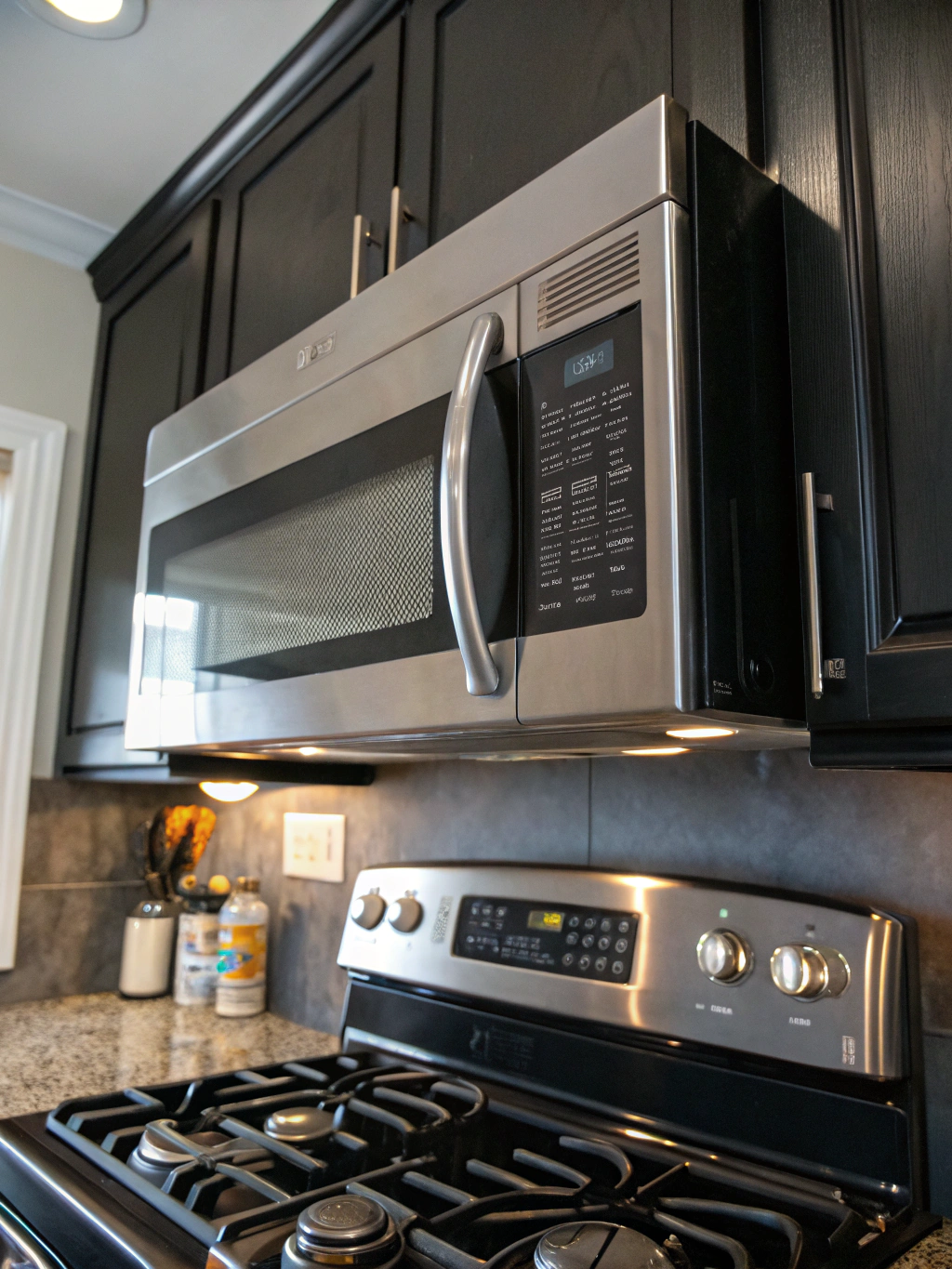 Over-the-range stainless steel built-in microwave oven