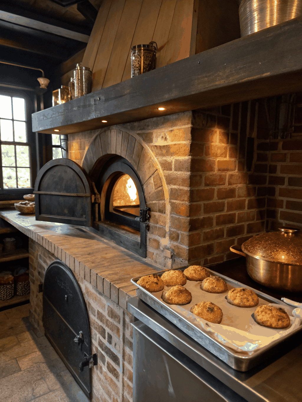 Built-in double wall convection oven in upscale kitchen