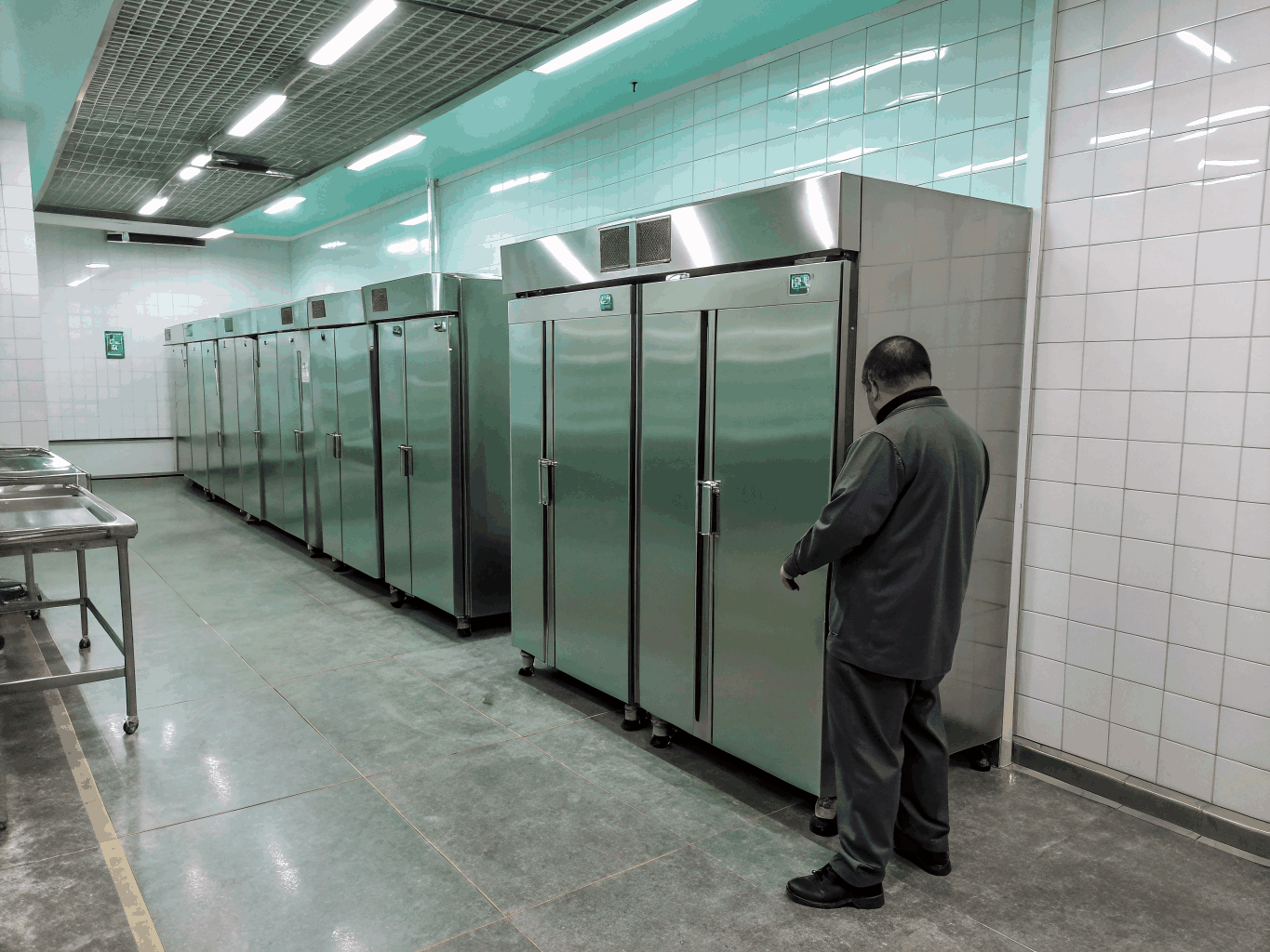 Commercial walk-in cooler cooling unit inspection